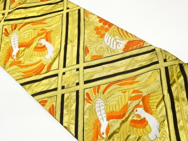 襷に鳳凰・桐模様織出し丸帯